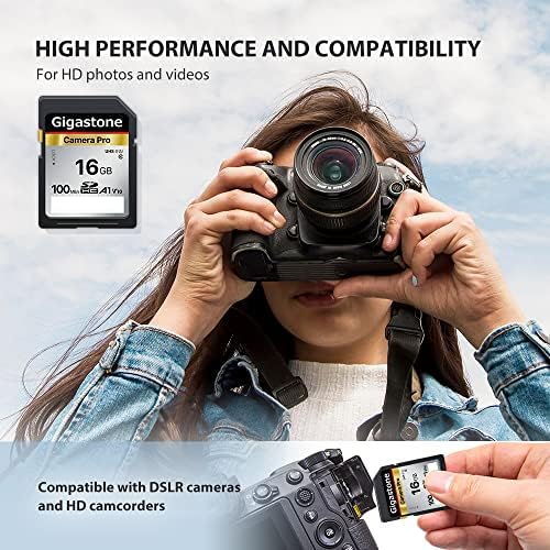 Gigastone 16 GB SD карта V10 SDHC Карта с памет Висока скорост на видео във формат Full HD, Съвместим с цифров фотоапарат