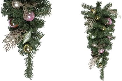 Украса - Неосвещенная Изкуствена Коледна сълза с диаметър 30 см с розова и златна глазура - XMAS10
