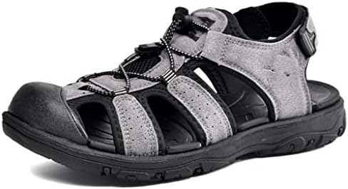 XMTXZYM Ежедневни Мъжки Улични Сандали Лято Дишаща плажни обувки на плоска подметка е Мека Пешеходната спортни мъжки