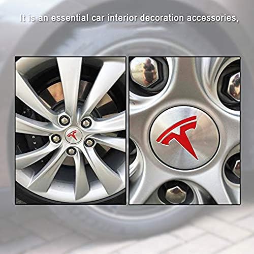 CoolKo Tesla Модел 3 и Модел Y Централна Капачката на Джантата на Колелото Логото на T Емблемата на Етикети Етикети на 5 броя [Червен]
