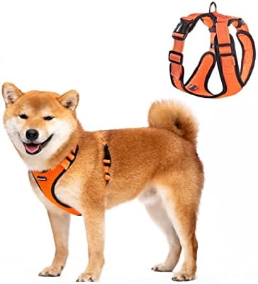 JdotMIN Шлейка за кучета Без Напрежение, Регулируем Отразяваща Лятна Жилетка от Дишаща въздушна Мрежа, за Кученца от Малки Средни Кучета (Оранжеви, XL)