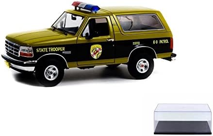 Колата ModelToyCars, Хвърли под налягане, с Витрина - Ford Bronco 1996 година Полицията на щата Мериленд, Зелено/