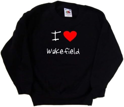 Черна детска Hoody I Love Heart Wakefield