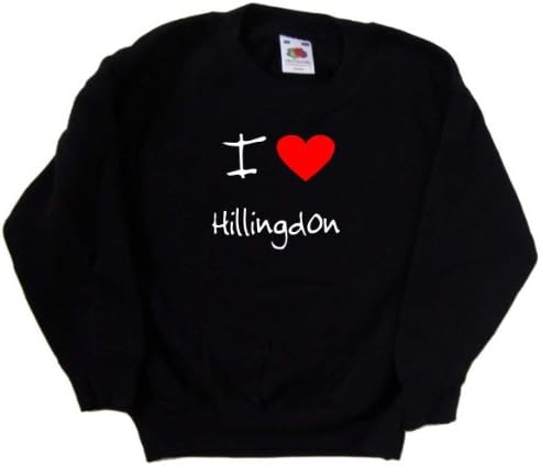 Черна детска Hoody I Love Heart hillingdon на лондонското метро