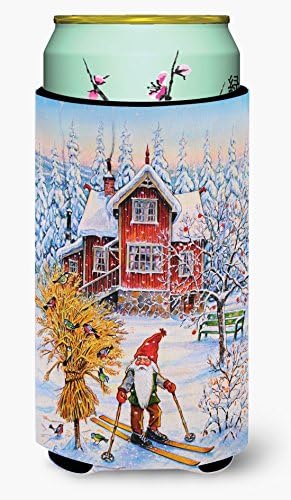 Carolin's Treasures ACG0034TBC Коледен Гном, Катающийся На Ски, Обнимающий Високо Момче, Обнимающий С ръкав-Интеркулер, Може да се Пере В Машина, Обнимающий С Ръкав за напитки, Сгъ