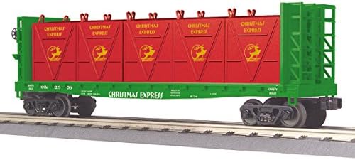 MTH 3076601 O Коледен товарен вагон-платформа - с прегради и национални отбори контейнери