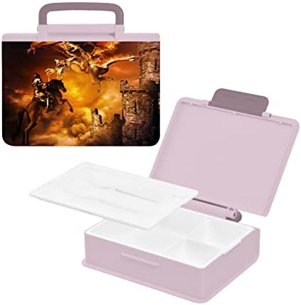 Кутия за обяд ALAZA Fantasy Dragon Attacking Knight Bento, Херметични Контейнери за Обяд, които не съдържат BPA,