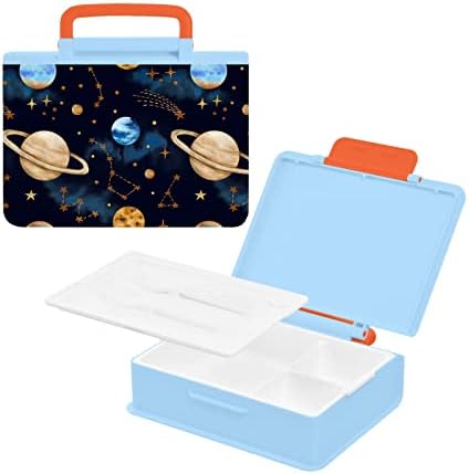 Кутия за обяд ALAZA Moon Stars Space Galaxy Bento, Херметични Контейнери за обяд, които не съдържат BPA, с вилица