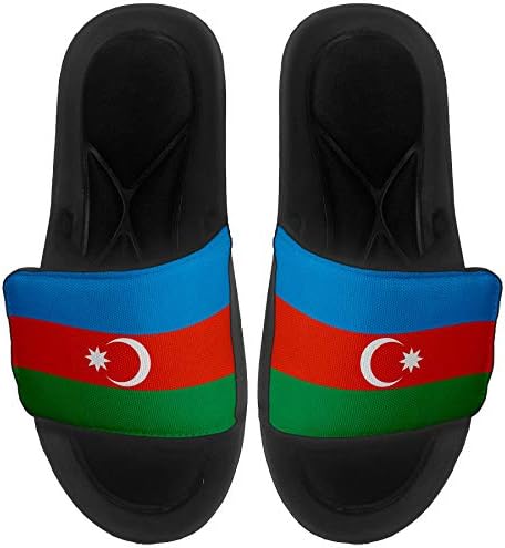 Най-добрите сандали ExpressItBest с мека Подплата /Пързалки за Мъже, Жени и Младежи - Флаг на Азербайджан (Азербайджан)