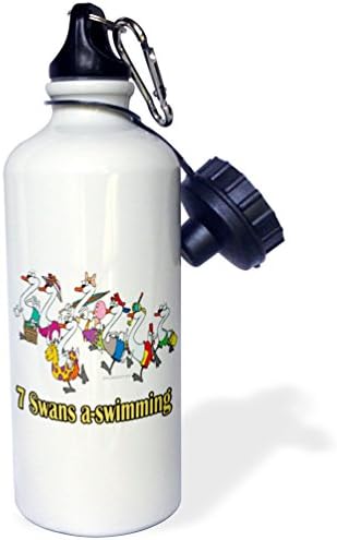 Спортна бутилка за вода 3dRose Seven Swans a-Swimming, 21 унция, Бяла