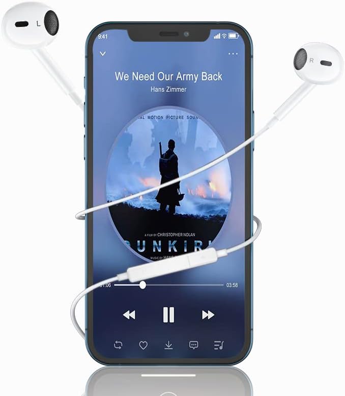 2 Опаковки - Слушалки Apple накрайници за уши за iPhone Слушалки [Сертифицирани от Apple Пфи] Жични слушалки Lightning