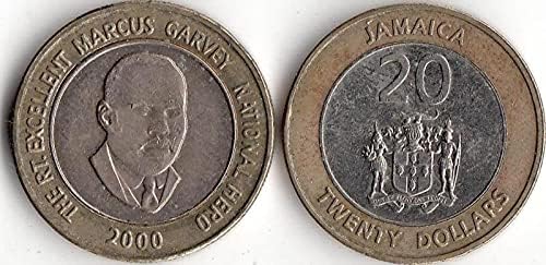 Американска монета на Ямайка в 20 Юана, в два цвята Метална Монета, в два цвята Вградени монета 2000-02, Версия на чуждестранни монети