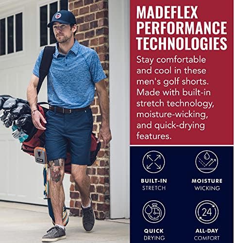 Мъжки къси панталони за голф Flag & Anthem Ripstop Hybrid с вътрешен шев 8 инча, всеки ден, за почивка, Стрейчевые, Отводящие влагата, суха приятелка