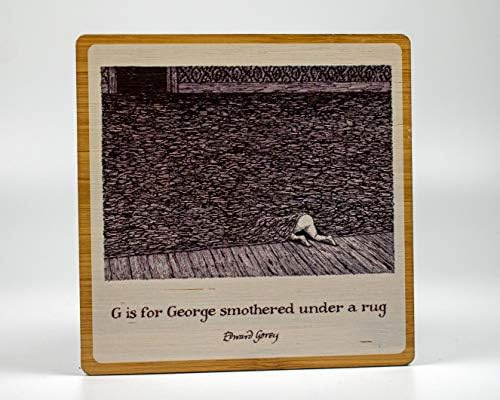 Едуард Горят™ Дървени влакчета Gashlycrumb Tinies със стойка, комплект 1 (G, O, R, E, Y) | Изрязани с лазер Квадратни
