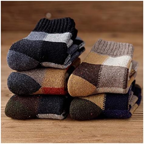 N/A Мъжки Зимни Дебели топли Вълнени чорапи в клетката в стил Харадзюку в Ретро стил, по-Големи Размери, Зимни Кашмир
