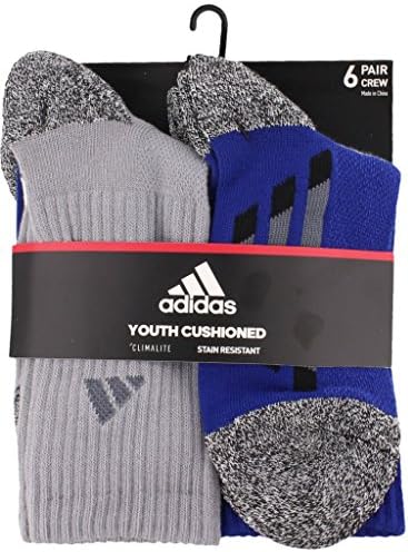 adidas Детски - Меки чорапи за екипажа, за момчета и момичета (6 двойки)