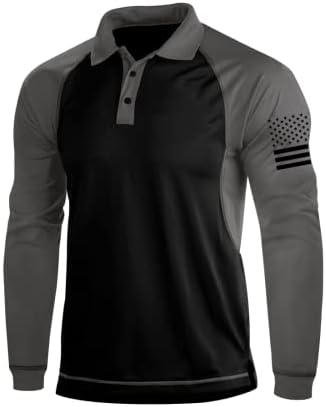 Мъжки Ризи Поло BlackTeak в Контрастен Цвят, с Дълъг Ръкав, Тениски, Поло САЩ, Графични Стрейчевые Мъжки Топка за