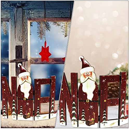 PRETYZOOM Дървена Маса Коледна Украса Сгъваем Ограда Фигурка на Дядо Коледа Знак Ноел Украшение за Коледна Празнична