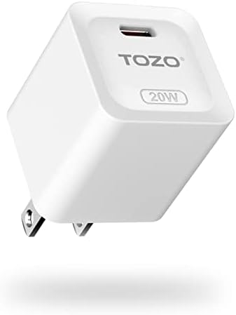 TOZO C1 USB C 20 W PD захранващ Адаптер Бързо Монтиране на Зарядно Устройство Type C, Съвместимо с iPhone 14/14 Plus/14 Pro/14 Pro Max, iPhone 13/12/Pro/Pro Max/11, iPad Pro, Samsung Galaxy White (кабел в комплекта не са