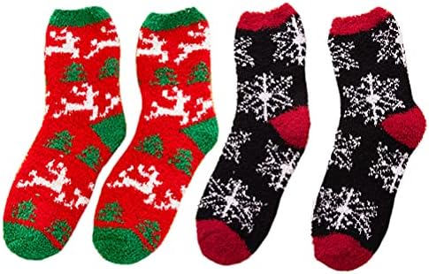 DOITOOL 2 Двойки Коледни Домашни Зимно-Есенни чорапи, Дебели Чорапи от коралов Руно, Коледен Декор