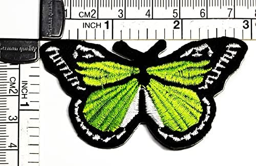 Kleenplus Зелена Пеперуда Ивици Цветна Пеперуда Детска Мультяшная Стикер Ръчно Бродирана Нашивка Изкуство Ремонт