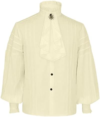 Ренессансная Блуза С Буйни Ръкав за Мъже Готическата Реколта Придворная Риза С Висока Яка и Подолом С Дълъг Ръкав
