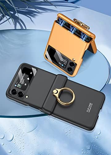 Калъф SHIEID Samsung Flip 3 с пръстен за Защита на пантите на корпуса Z Flip 3, Калъф Flip Z 3 с Противоударной магнитна линия, Защитен калъф, Съвместим с Galaxy Z Flip 3 5G, Черен