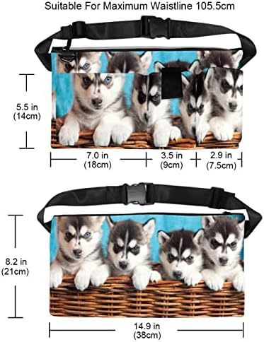 Поясная чанта за четири Кученца Хъски с 4 Джоба с цип, Подаръци за спорт, Тренировки, Пътувания, Движение, Ежедневни