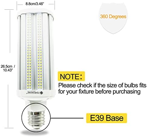 Полилей FlowFluid LED Light Corn Електрическа Крушка От 60 Вата E39 Основна лампа за царевични Кочани 7800 Лумена