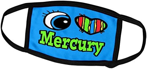 3dRose Bright Eye Сърце I Love Mercury - Обложки за лице (fc_106287_3)