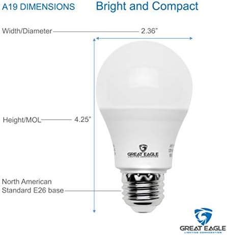 Led лампа GREAT EAGLE LIGHTING CORPORATION A19, 9 W (еквивалент на 60 W) е в списъка на UL, 5000 К (дневна светлина),