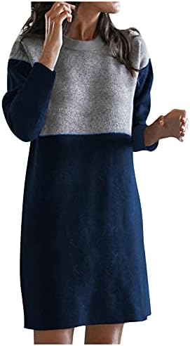 Дамска Мода Зима Свободна Писта Цветен Пуловер Рокля-Пуловер Празнични Рокли