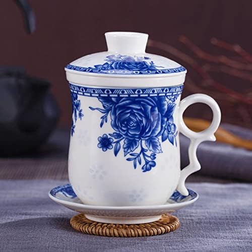 Чай Талант Порцеланова Чаена Чаша с Капак за заваряване и Комплекти Блюдец - Китайска Керамика Цзиндэчжэнь Кафеена