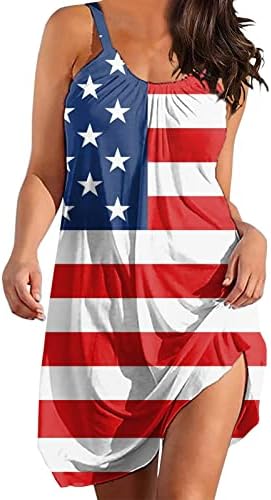 Женствена рокля Макси с цветен модел на Деня на Независимостта за жени, по-Големи Размери, Модерен Американски рокля