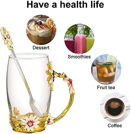 Стъклена Чаена Чаша с Емайл JLTPH в цветенце, Прозрачни Чаши за Кафе Без съдържание на Олово с помощта на памучен